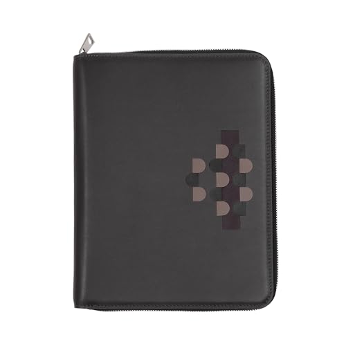 DUDU A5 Aktenmappe aus Leder, iPad Mini Tablet Halterung, A5 Notebook Organizer Anthracite Mosaic