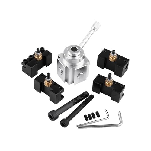 Biuzi Schnellwechsel-Mini-Drehmaschinen-Werkzeughalter und Halter-Kit aus Aluminiumlegierung, hochpräzises und hochsteifes Werkzeug für zylindrisches Drehen mit Rändelung