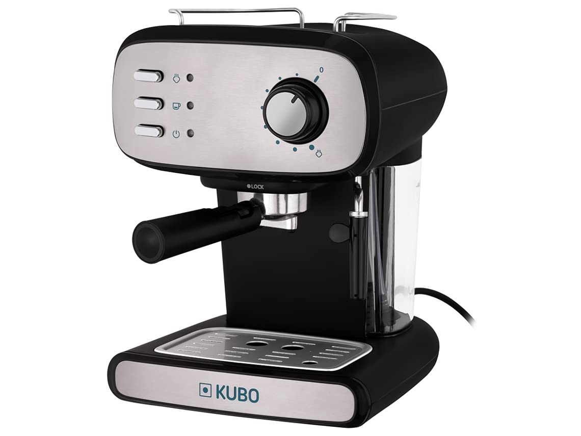 kubo Espresso-Kaffeemaschine, Druck 15 bar, Wassertank 1,2 l, 850 W, Zerstäuber für Cappuccino oder Milchgetränke, einfache Reinigung