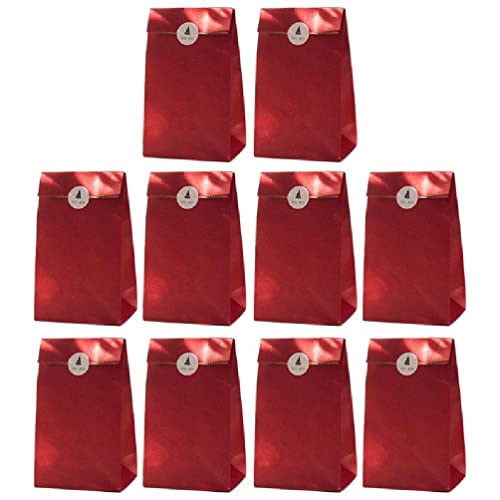 KJ-KUIJHFF 10 Stück Weihnachtskraftpapier Geschenktüten Volltonfarbe Backen Kekse Keks Süßigkeiten Leckereien Verpackung Box Container Urlaub Party Favors Süßigkeiten Beutel für Hochzeit