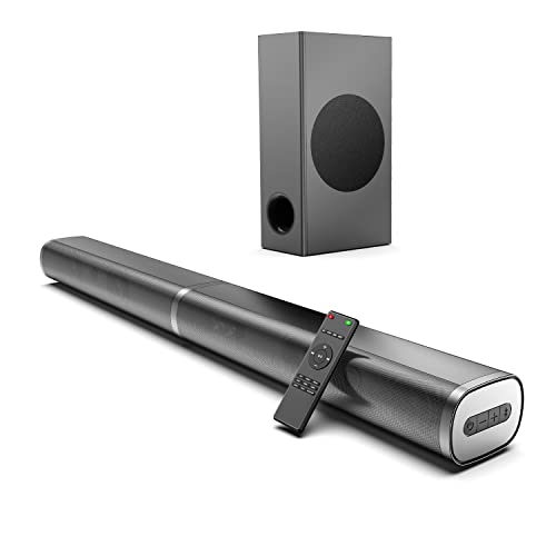 2.1 Soundbar mit Subwoofer, 190W Soundbar für TV Geräte, 125dB, 6 EQ-Modi, LED Off, Einstellbar Bass, Unterstützt HDMI, Bluetooth, AUX, Optisch, USB