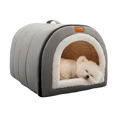 YOUDING Hundehütte für den Innenbereich | CuddleCave Comfort|DreamDog Digs House|Gemütliches warmes Hundebett für Welpen, Katzen und Kätzchen | Zusammenklappbare, rutschfeste Hundehütte aus Plüsch, he