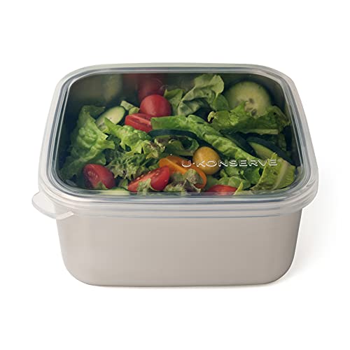U-Konserve - Quadratische Lebensmittelbehälter aus Edelstahl mit Silikondeckel 50oz / 1,5l - Clear