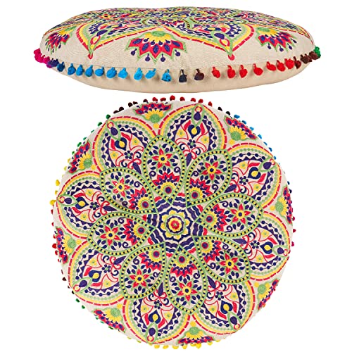 MARRAKESCH Sitzkissen Rund Hakika aus Baumwolle Inklusive Füllung ø 50cm Bodenkissen als Orientalische Dekoration