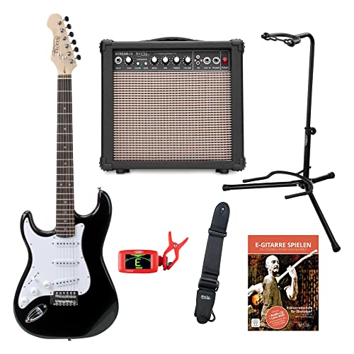 Rocktile Pro ST3-BK Linkshänder (Lefty) E-Gitarren Set