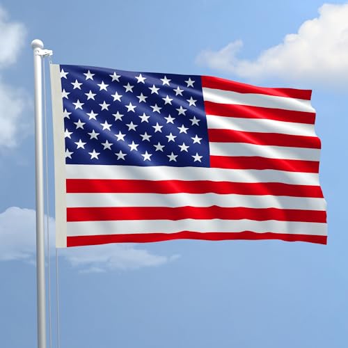 Flagge U.S.A. 150 x 220 cm aus nautischem Polyester 115 g/m² mit doppelter Falzung, Seil und Mantel. Behandlung Flamme, Reparaturant B1, geeignet sowohl für den Innen- und Außenbereich