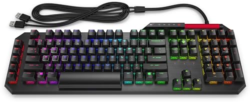 HP OMEN Sequencer (2VN99AA) Gaming Tastatur (QWERTZ, kabelgebunden, RGB-Beleuchtung, 5 Makro-Tasten) schwarz