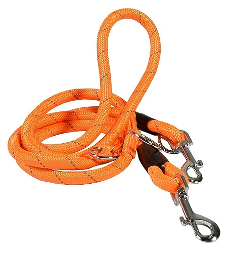 Bobby Walk – Schlauchförmige Hundeleine, Trainingshundeleine mit Karabiner, strapazierfähiges Nylon, 3 Längen, Orange, 189 x 1,2 cm