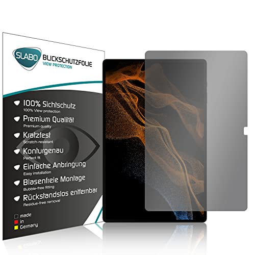 Slabo Blickschutzfolie kompatibel mit Samsung Galaxy Tab S8 Ultra (5G | Wi-Fi) (SM-X906B / SM-X900N) Sichtschutz Displayschutzfolie View Protection Schwarz Privacy