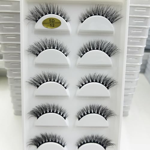 FULIMEI 16 Stil 5 0/100 Paar dicke Wimpern natürliche falsche Wimpern weiche gefälschte Wimpern Wispy Make-up Faux (Color : 5 Pairs 5D12, Size : 25Boxes 125Pairs)