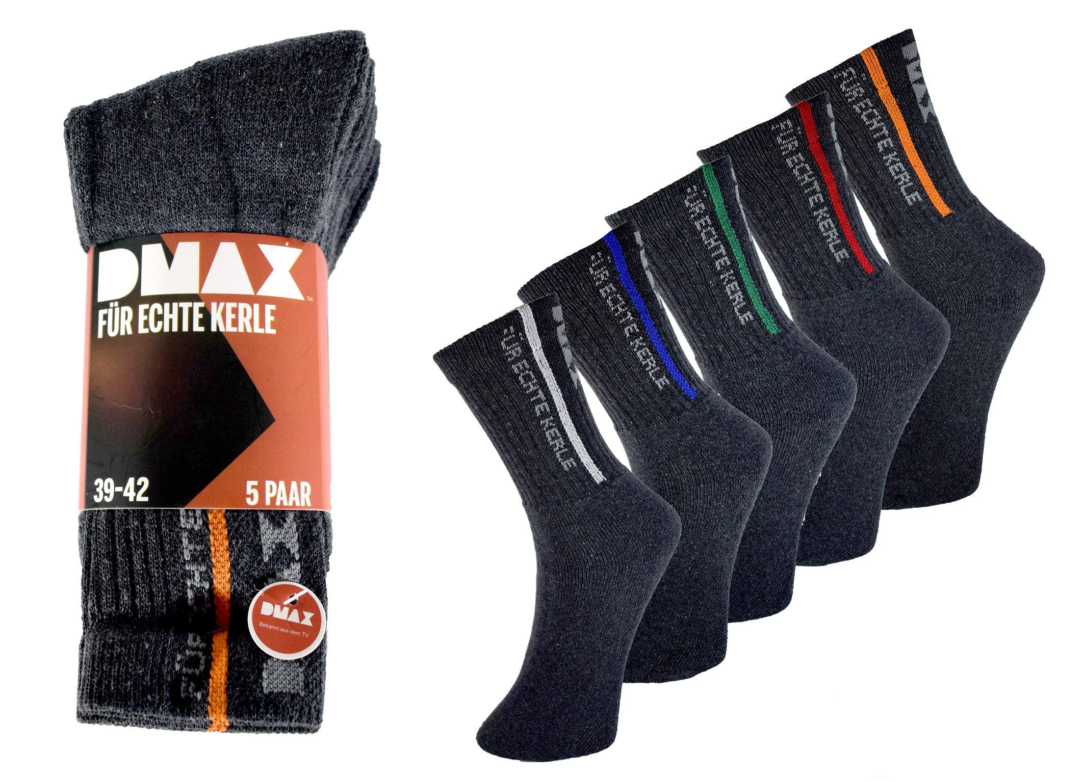 DMAX Allrounder Socken für echte Kerle - 5|10|15|20 Paar - wahlweise in Schwarz, Anthrazit, Blau und drei Größen 39-42/43-46/47-50 (39-42, 15 Paar Anthrazit)