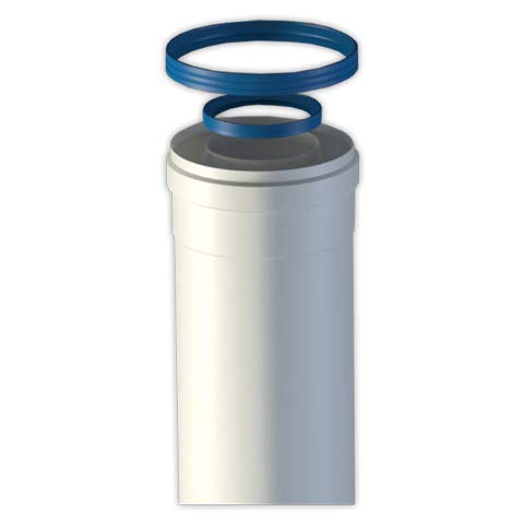 Fig 811 – 1500 mhp1 – Rohr Kamin Koaxial Buchse Durchmesser 80 110 x 1500 mm Aluminium weiß