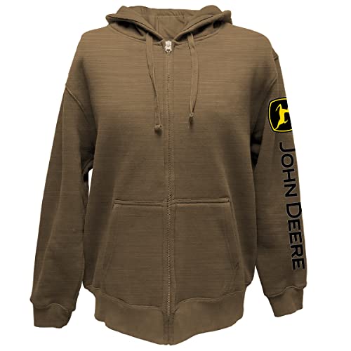 John Deere JD Fleece-Sweatshirt mit durchgehendem Reißverschluss, Ausführung: Braun, XXX-Large