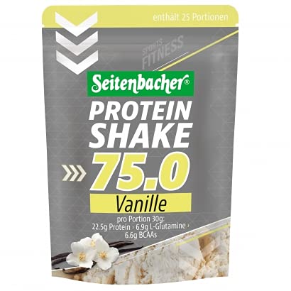 Seitenbacher Casein Protein Shake Pulver 75.0 | Vanille I 75% Eiweiß I ohne Soja I reines Casein Protein I ( 1 x 750 g )