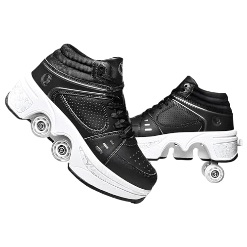 Schuhe mit Rollen für Mädchen und Damen, Kinder Rollschuhe, Verstellbar Roller Skates Shoes für den Außenbereich, Rolschaats und Sneakers 2 in 1 (B, EU35)