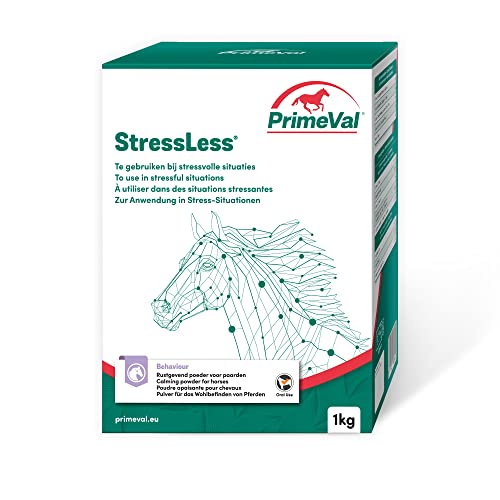 PrimeVal Stressless Horse – Trimagnesiumcitrat, Chicorée-Faser, Hefe – Natürliche beruhigende Ergänzung, geeignet für Pferdetransport und Tierarztbesuche – 1000 Gramm Pulver
