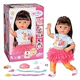 BABY born Sister Play & Style Brunette 43 cm, Puppe mit Haaren und 8 Funktionen für Kinder ab 4 Jahren, funktioniert ohne Batterie, 835371 Zapf Creation