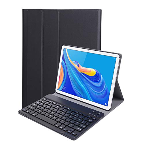 YGoal Tastatur Hülle für Lenovo Smart Tab M10,(QWERTY Englische Layout) Ultradünn PU Leder Schutzhülle mit Abnehmbarer drahtloser Tastatur für Lenovo Smart Tab M10 Tablet, Schwarz