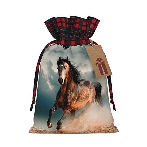 Schönes Pferd 2 Stück Weihnachtsgeschenktüten mit Kordelzug als Geschenk für Weihnachtsgeschenke, Partydekoration