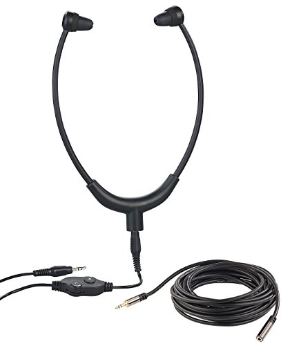 newgen medicals Kopfhörer mit Kabel: TV-Kinnbügel-Kopfhörer, 3,5-mm-Klinkenbuchse, 5 m Verlängerungskabel (Kinnbügel-Kopfhörer für Fernseher)