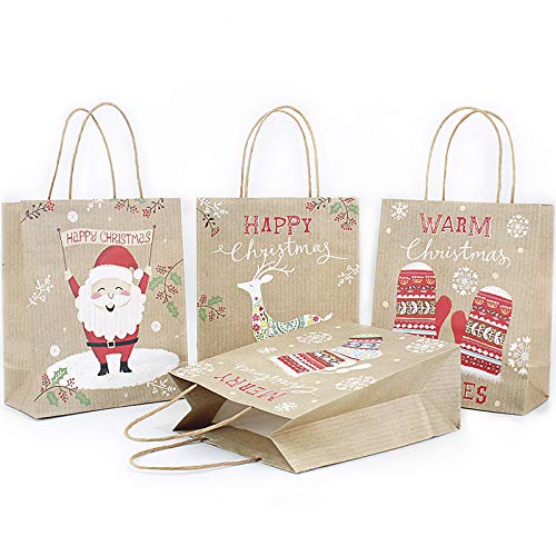 20 Stücke Neujahr Kraftpapier Geschenk Taschen Weihnachten Favoriten Einkaufen Verpackung Tasche Geschenk Packung Santa Claus Geschenkbeutel