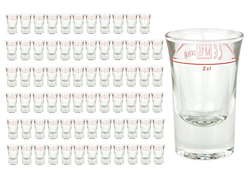 72er Set Schnapsglas DUBLINO mit Eichstrich, 2 cl, geeicht, Spirituosenglas mit Füllstrich, Stamper, Shot Glas, hochglänzendes Markenglas, glasklar