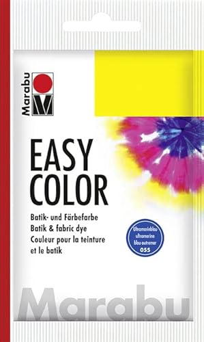 Marabu Easy Color 10x 25g Batik- und Handfärbefarbe für Baumwolle, Leinen, Seide und Mischgewebe, handwaschbar bis 30°C, sehr gute Lichtechtheit, nicht kochecht (ultramarinblau)