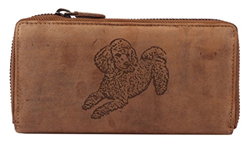 Greenburry Damen-Geldbörse mit Hunde-Motiv Pudel l Geschenkidee für Hundefreunde l Leder