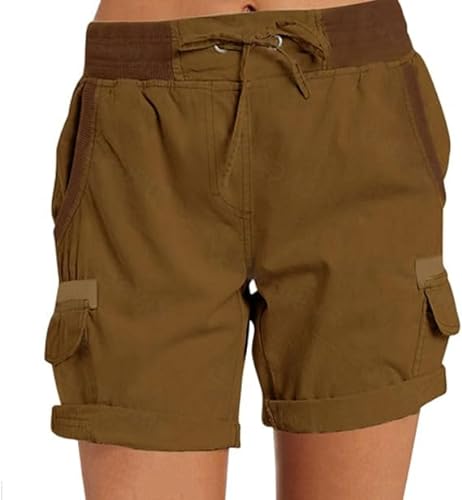 INXKED Casual Shorts for Women, Cotton Cargo Loose Shorts, High Waist Ladies Outdoor Lounge Shorts (03,2XL)