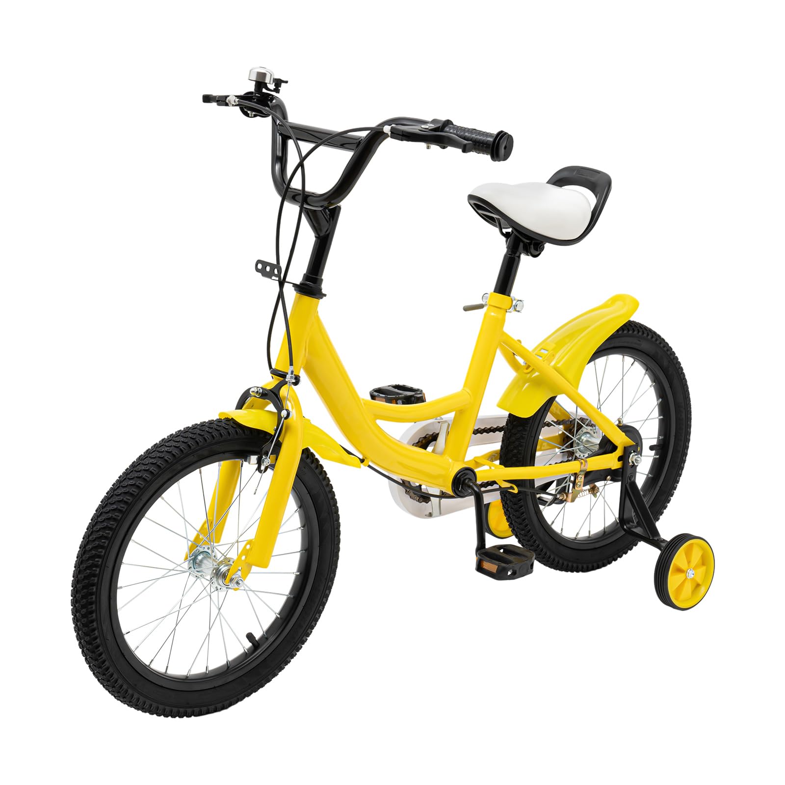 Tenddya 16 Zoll Kinderfahrräder mit Stützräder, Höhenverstellbares Kinder Fahrräd Jungen Mädchen Kinder Fahrrad Kinderfahrräder mit Schutzblech (Gelb)