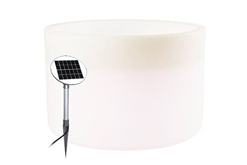 8 seasons Design Shining Elegant Pot XM, Solar LED Pflanzkübel 59 x 39 cm (weiß), inkl. Solarmodul und LED-Leuchtmittel in warmweiß, beleuchteter Pflanzkübel für innen + außen, Blumenkübel