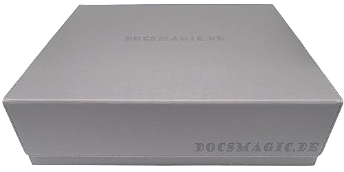 docsmagic.de Premium 4-Row Trading Card Storage Box Silver + Trays & Divider - MTG PKM YGO - Aufbewahrungsbox Silber
