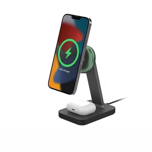 ZAGG mophie Snap+ Charging Stand & Pad with Europe Adapter, Qi-Enabled Devices, Fast Charging, Up to 15W, 2 Devices, Black