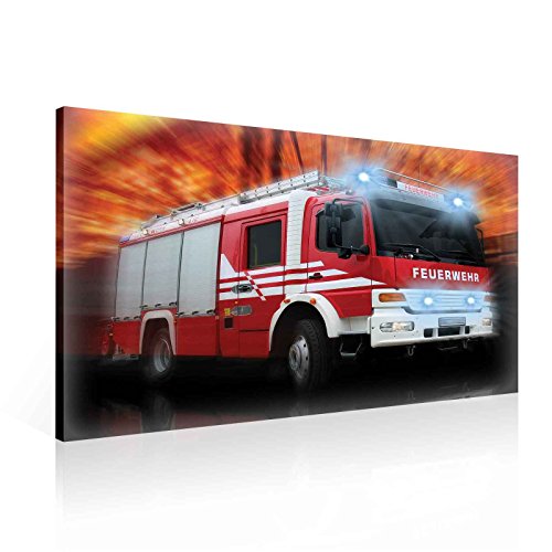Feuerwehr Auto Leinwand Bilder (PP1501O1FW) - Wallsticker Warehouse - Size O1 - 100cm x 75cm - 230g/m2 Canvas - 1 Piece