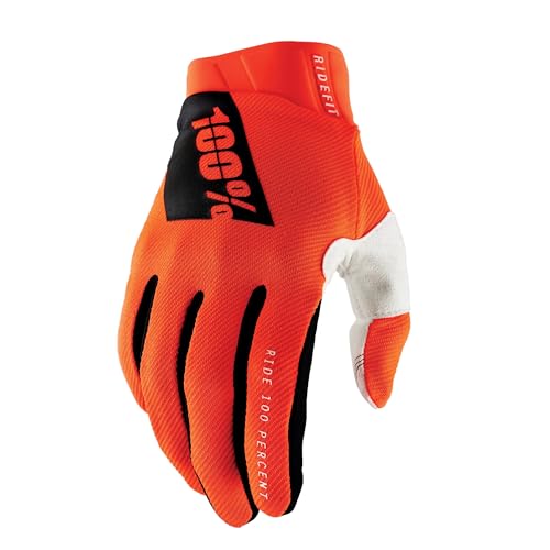 100% Ridefit Handschuhe, Erwachsene (Neon Orange, Groß)
