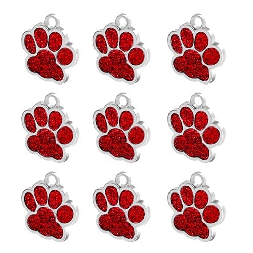 LUOSHUAI HundeanhäNger Mit Gravur Großhandel 20 stücke Pfote Leere Dekoration Farbe Tag Haustier ID Tags Hundemarke Mit Gravur (Color : Red, Size : M-25x27mm-HOT)
