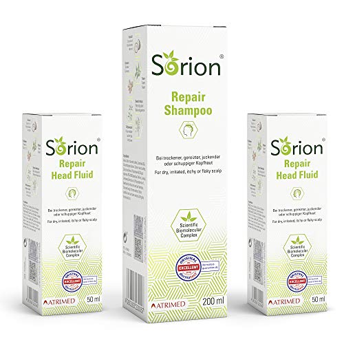 Sorion Shampoo und Sorion Head Fluid Set - Hautpflege auch bei Schuppenflechte und Neurodermitis mit Kokosöl, Neem und Kurkuma