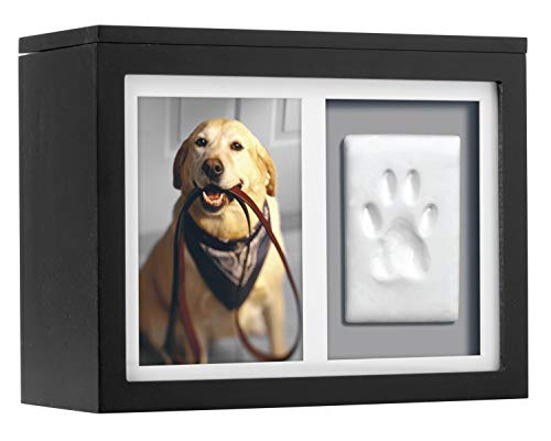 Pearhead Haustier Foto Erinnerungsbox und Impression Kit für Hund oder Katze Pfotenabdruck, Haustier Besitzer Erinnerungsstück Foto Memory Box, Schwarz