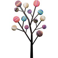 Kare Design Wandgarderobe Bubble Tree, Garderobenleiste in Baum Design, 6 Garderobenhaken verziert mit bunten, knopfähnlichen Kreisen, Kleiderhaken, Bunt (H/B/T) 111x65x6,5cm