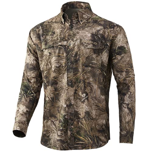 Nomad Herren Stretch-Lite Langarm | Schnelltrocknendes Jagdhemd Shirt, Mossy Oak Migrate Camo, 3X-Large