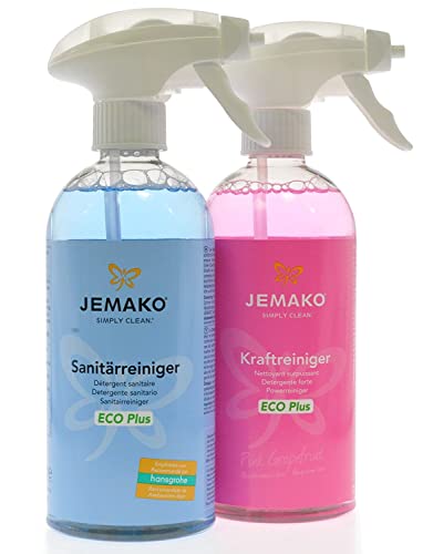 Jemako Reiniger-Set - Kraftreiniger Pink Grapefruit 500 ml & Sanitärreiniger 500 ml - inkl. 2 Schaumpumpen