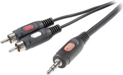 SpeaKa Professional Cinch / Klinke Audio Anschlusskabel [2x Cinch-Stecker - 1x Klinkenstecker 3.5 mm] 1.50 m Schwarz (SP-7869920)