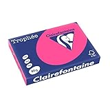 Clairefontaine 2888C - Ries Druckerpapier / Kopierpapier Trophee, intensive Farben, DIN A3, 80g, 500 Blatt, Neon Rosa, 1 Ries