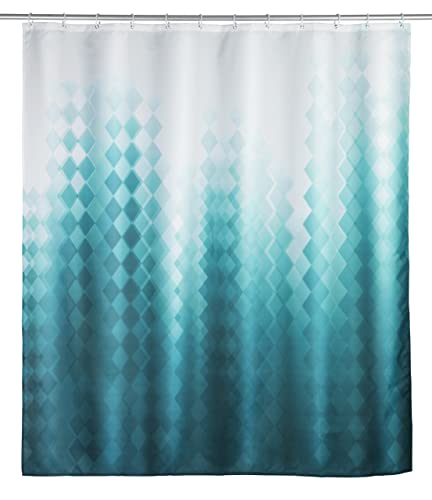 WENKO Duschvorhang Tullin, Wasserabweisend, mit 12 Duschvorhangringen, Polyester, Mehrfarbig, 180 x 0 x 200 cm