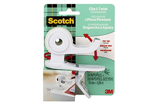 Scotch Tischbandabroller, weiß, ideal für Geschenkverpackungen, 1 Spender (C19-CLIP-W-CCW)