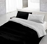 Italian Bed Linen Natural Color Doubleface Bettbezug, 100% Baumwolle, dunkel Blau/hell Grau, Einzelne