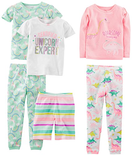 Simple Joys by Carter's 6-piece Snug Fit Cotton Pajama Set, mehrfarbig Dinosaur, Rainbow,unicorn 24 Months