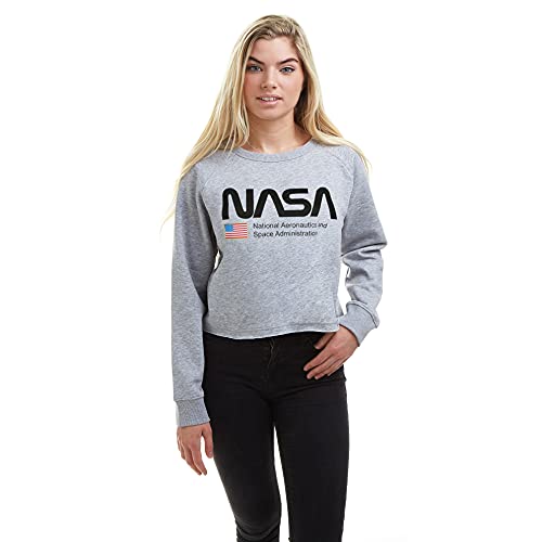 Nasa Damen National Aeronautics Cropped Crew Sweatshirt, grau, 38