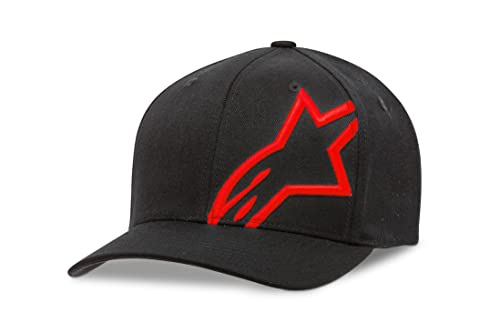 Alpinestars Unisex-Erwachsene Corp Shift 2 Mütze mit gebogener Krempe, schwarz/rot, Größe L/XL (Mehrfarbig, Einheitsgröße