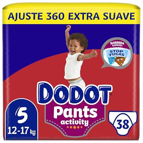 Dodot Activity Pants Windelhöschen, Größe 5, 38 Windeln, 12 kg-17 kg, mit auslaufsicherer Barriere zur Verhinderung von Leckagen von hinten